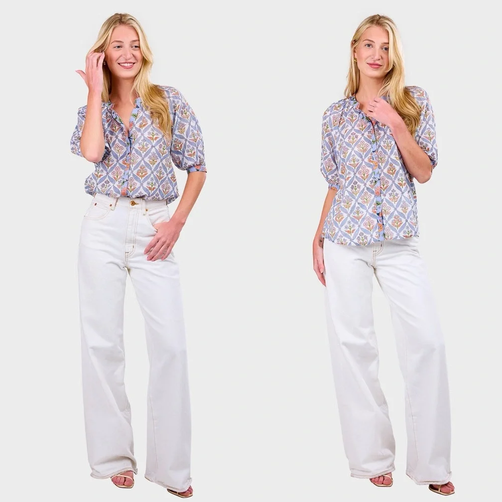 HANNAH ARTWEAR lena blouse in campanilla iris M (2) - Picture 3 of 6